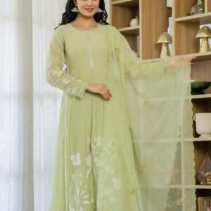 woman's chandari silk Embroidered Kurta pant with Dupatta